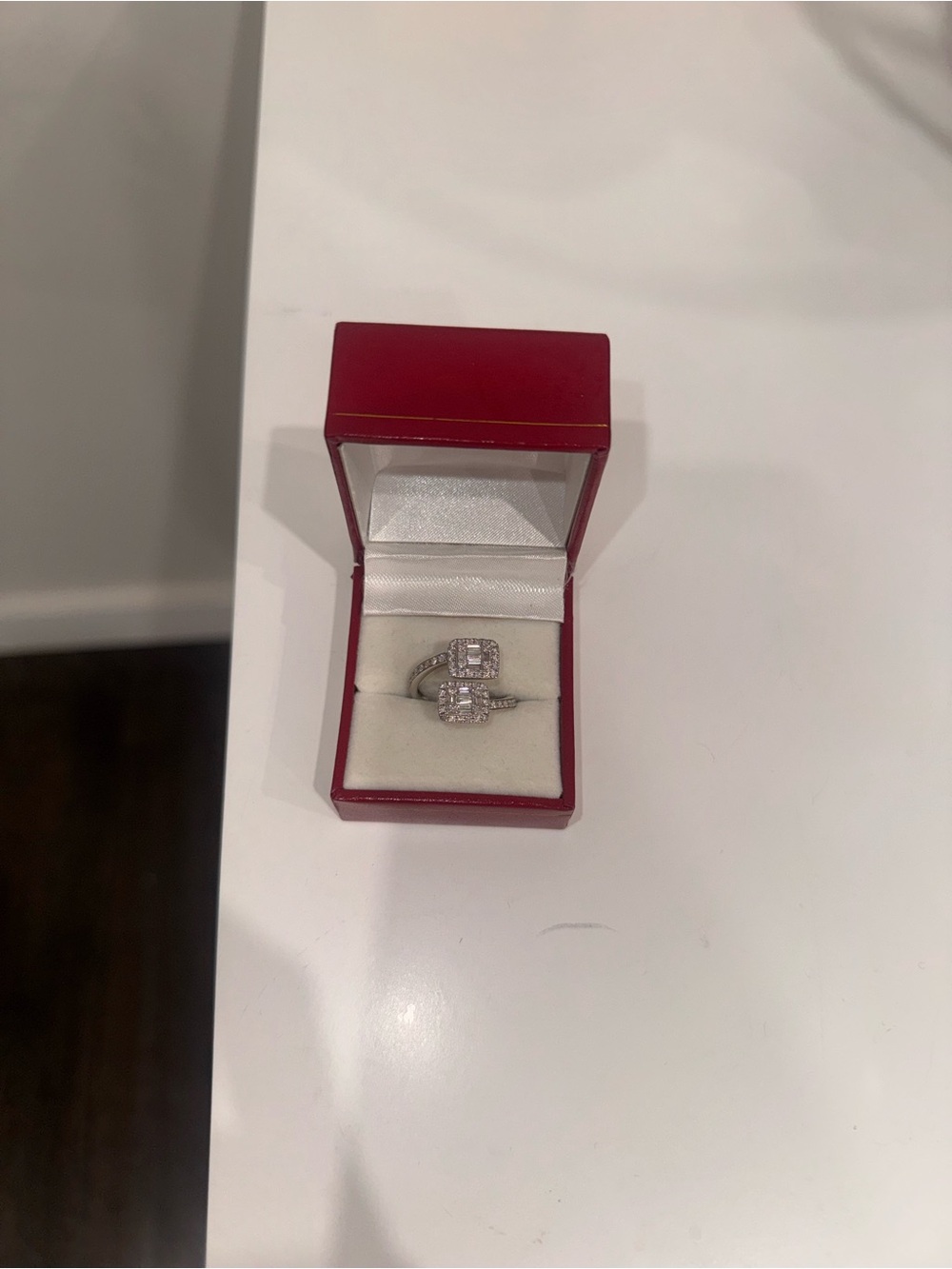White Crystal Double Halo Cocktail Ring - Women Jewelry